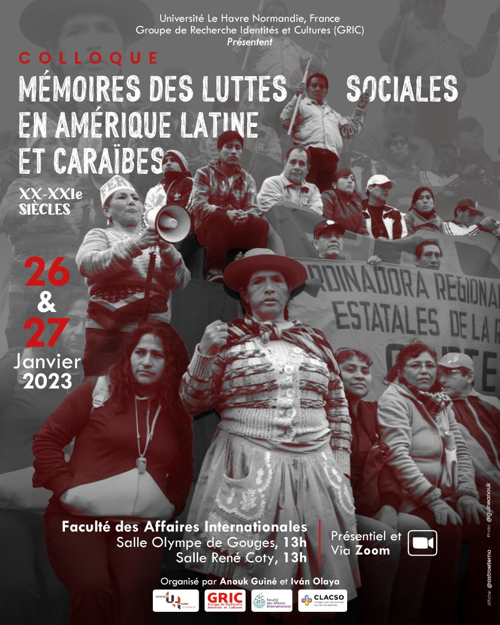 Colloque international  HÉRITAGES ET MÉMOIRES DES LUTTES SOCIALES EN AMÉRIQUE LATINE ET DANS LES CARAÏBES (20ÈME ET 21ÈME SIÈCLES)